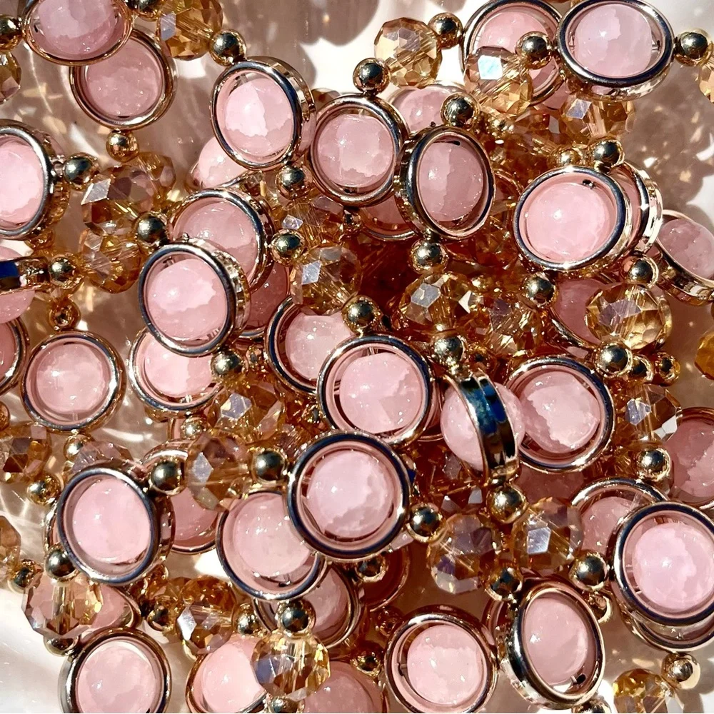 Pink Saturn Glass Beaded Bracelets NWOT